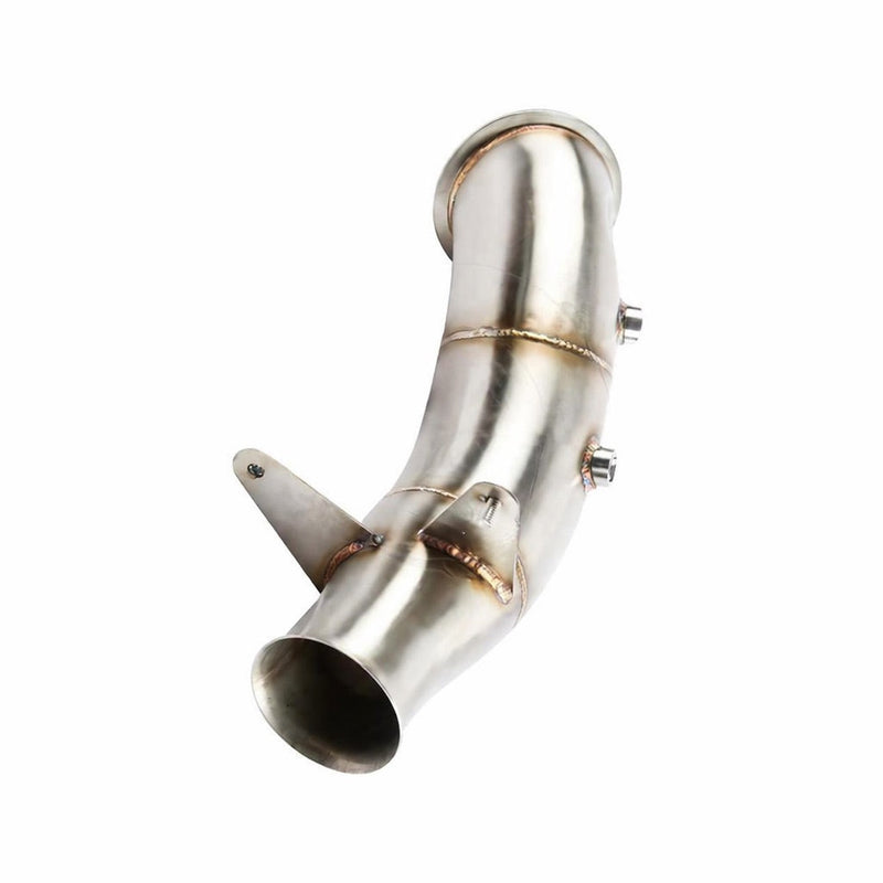 Metallic exhaust pipe on a white background