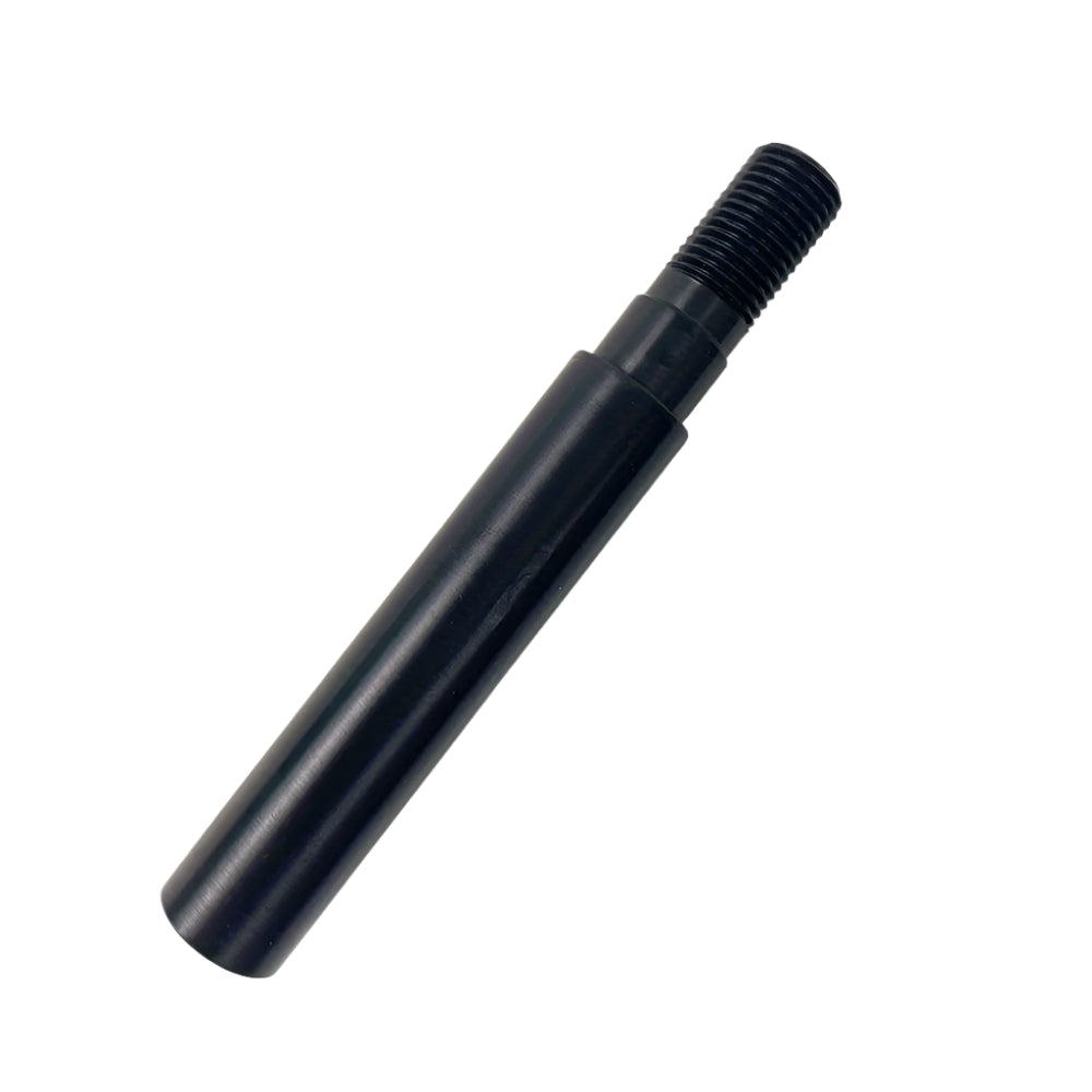Black metal rod with threaded end on a white background