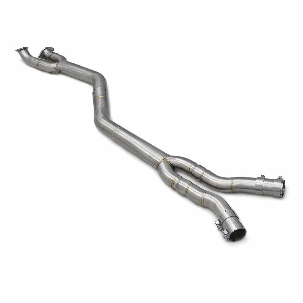 Metallic exhaust pipe on a white background