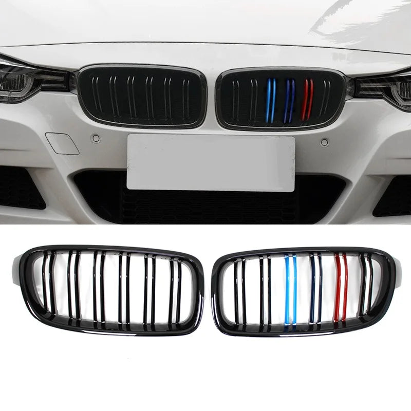 WSTN BMW 3 Series F30/F31/F35 Dual-Slat Kidney Grilles Gloss Black ABS 2012–2018 (320i/325i/328i)
