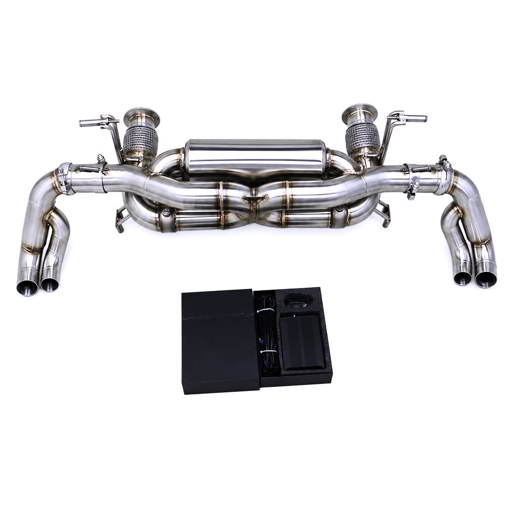 WSTN Performance Audi R8 Type 42 4.2 V8 BYH valved catback exhaust with remote kit, full rear assembly