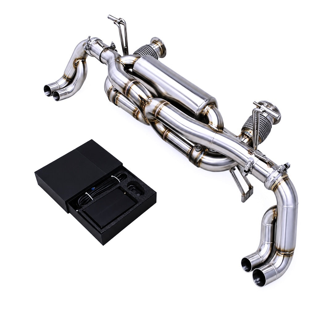 WSTN Performance Audi R8 42 BYH catback exhaust, dual tip exit detail view