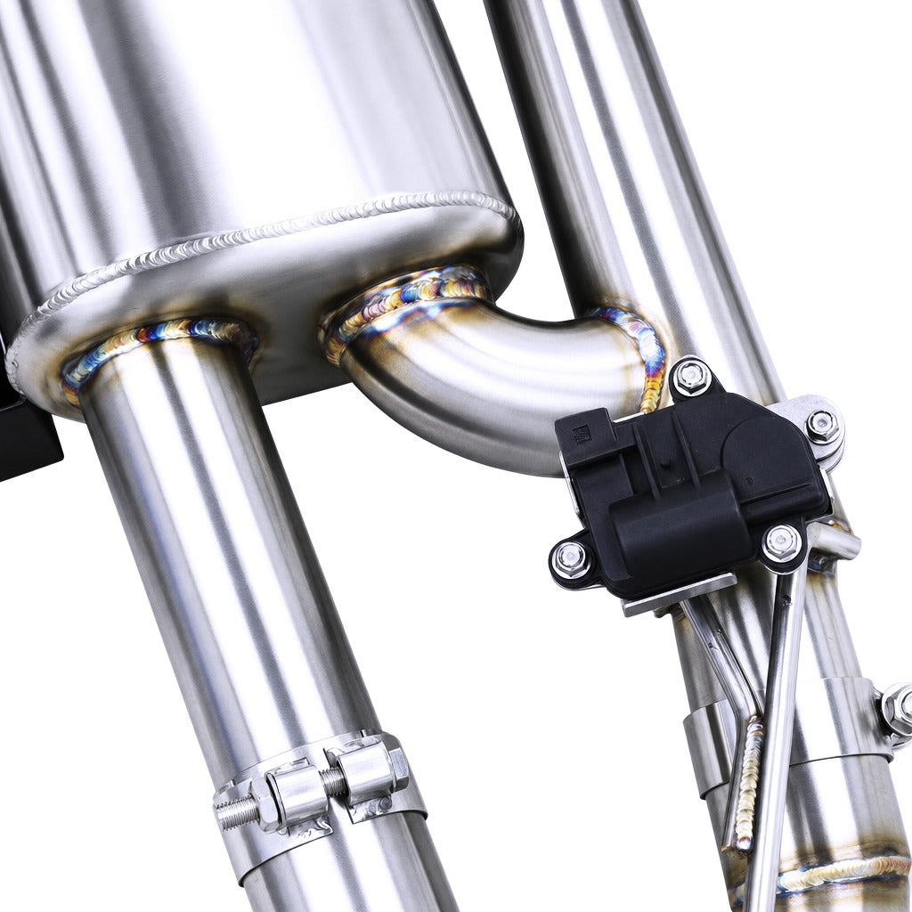 WSTN Performance BMW X5 F15 Valved Catback — mid-section showing TIG weld quality