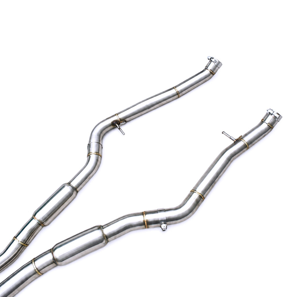 WSTN Performance BMW X5 F15 Stainless Catback — full system laid flat with WSTN Performance logo visible