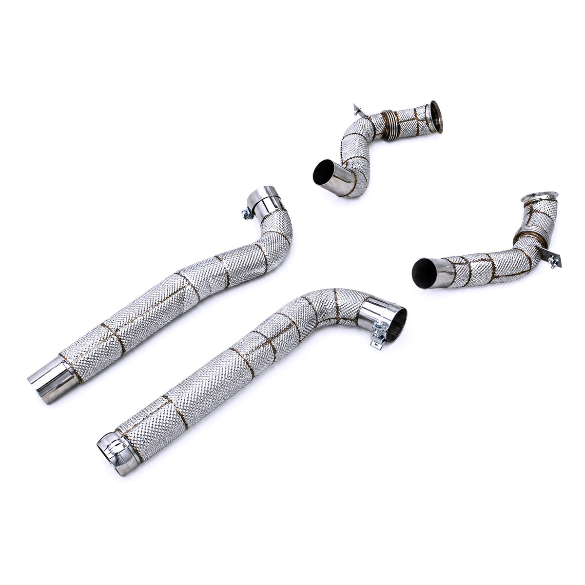 WSTN Performance Mercedes-AMG GT/GTS M178 4.0TT Catless Downpipe C190 — bellows expansion joint and mirror polished outlet