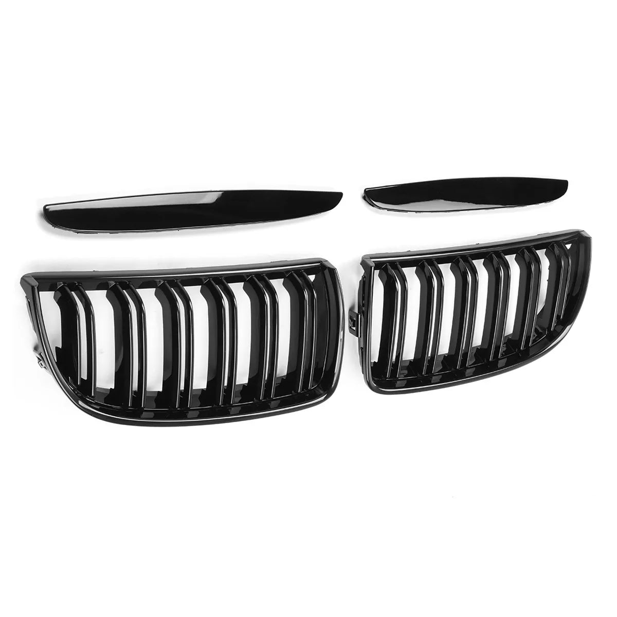 WSTN BMW 3 Series E90/E91 Pre-Facelift Gloss Black Double-Slat Kidney Grilles 2005–2008 (Pair)