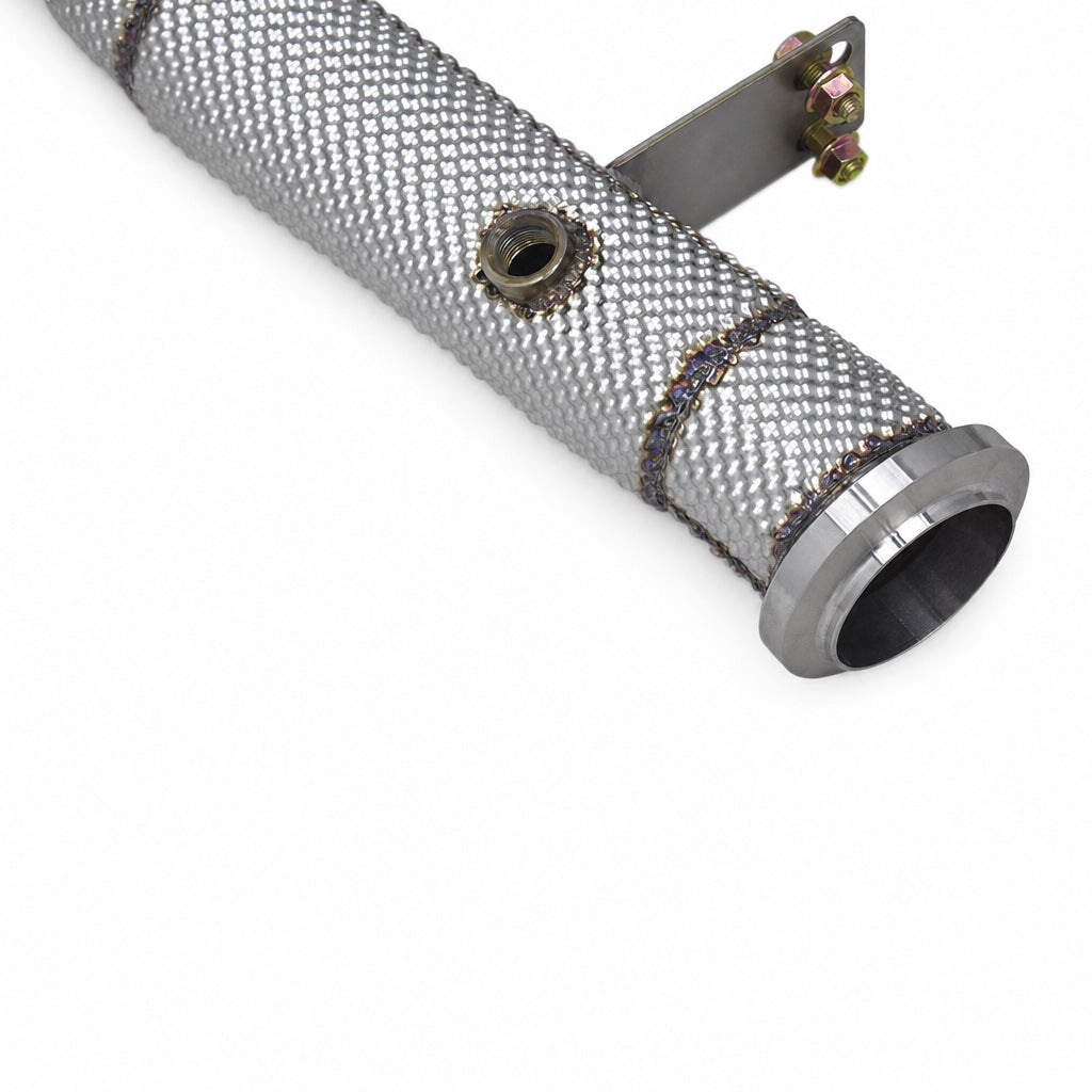 M276 downpipe mounting flange detail, direct OEM-fit replacement for Mercedes-Benz V6 biturbo