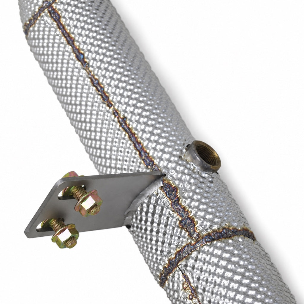 304 stainless steel mandrel-bent catless downpipe for Mercedes-Benz M276, side detail