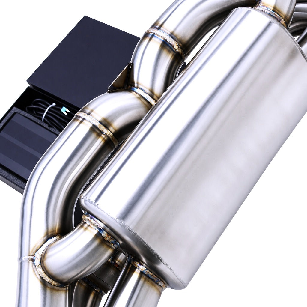 WSTN Performance Audi R8 42 BYH catback exhaust, muffler and mid-section angle