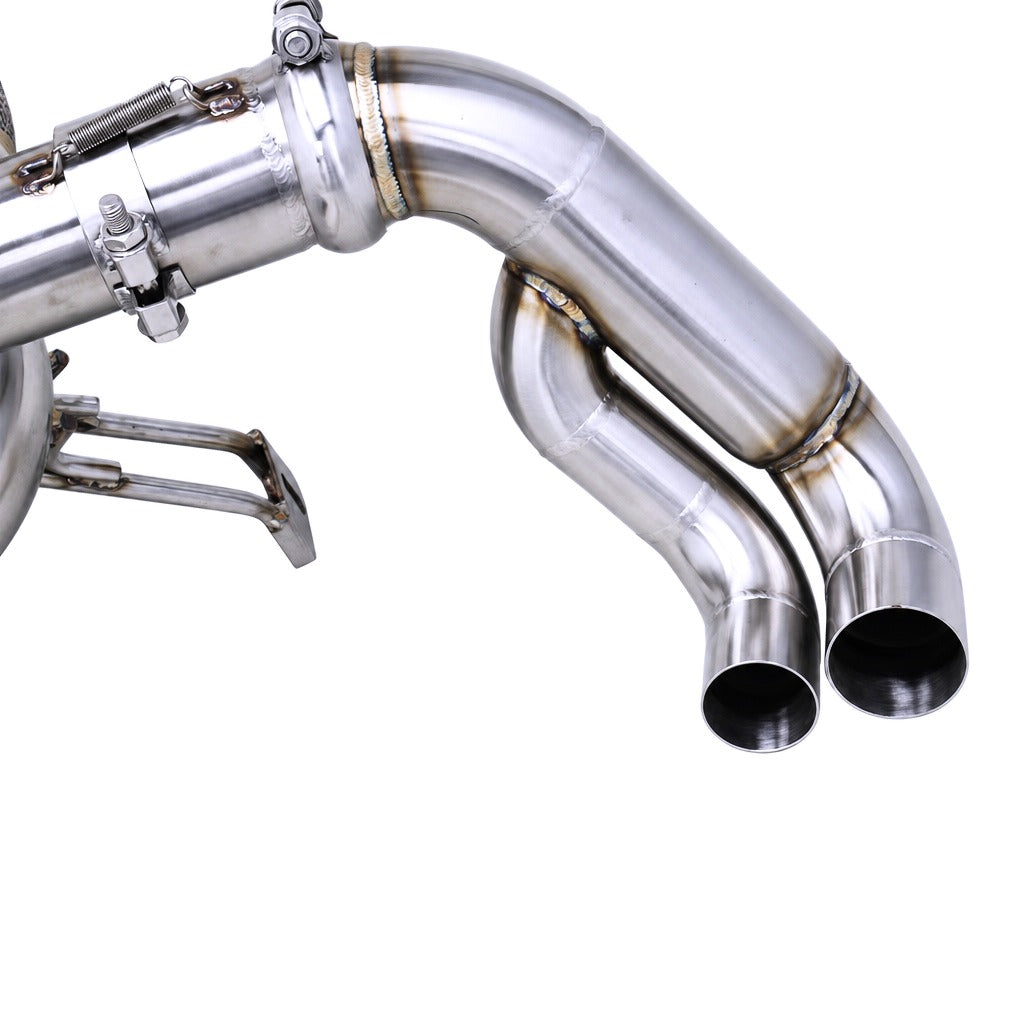 WSTN Performance Audi R8 42 BYH catback exhaust, full assembly top-down view