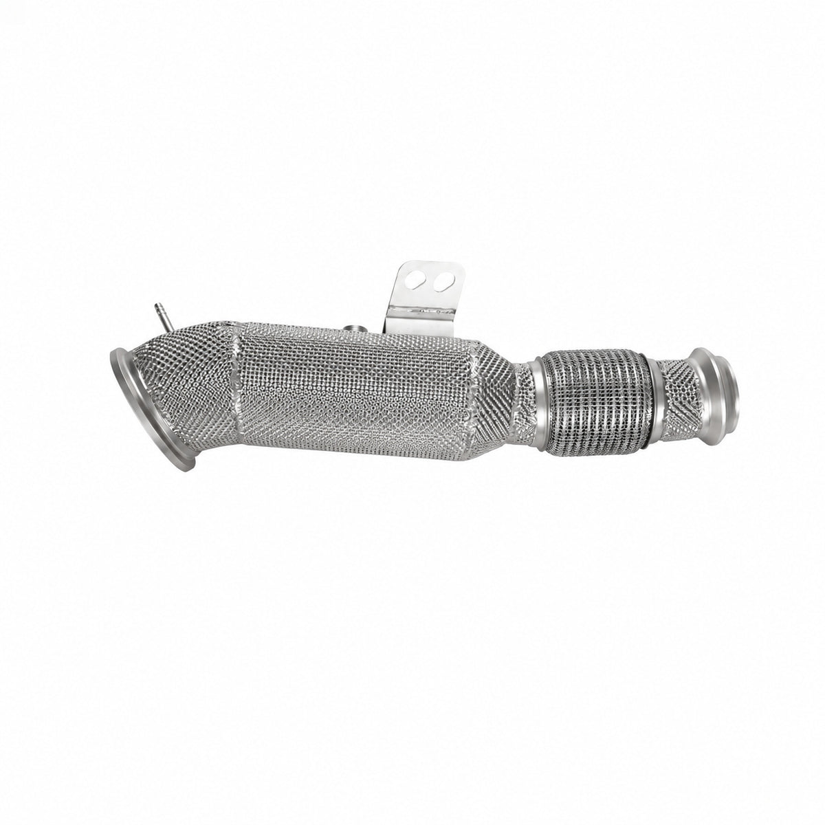 BMW B58 OPF performance downpipe with stainless heat shielding, product view