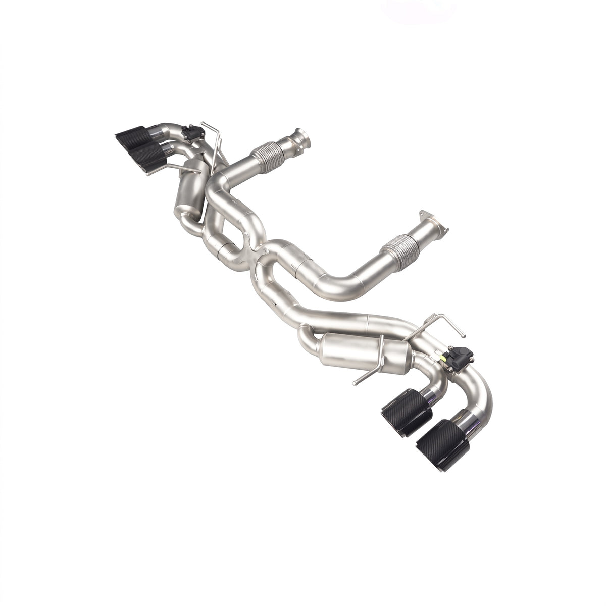 WSTN Performance Corvette C8 LT2 stainless steel valved catback, full system with X crossover and quad carbon tips