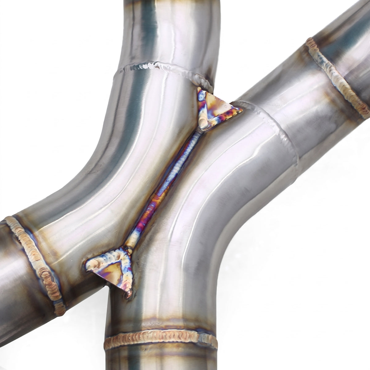 WSTN Performance McLaren 540C 570S 570GT M838TE valved catback exhaust, X-pipe junction detail