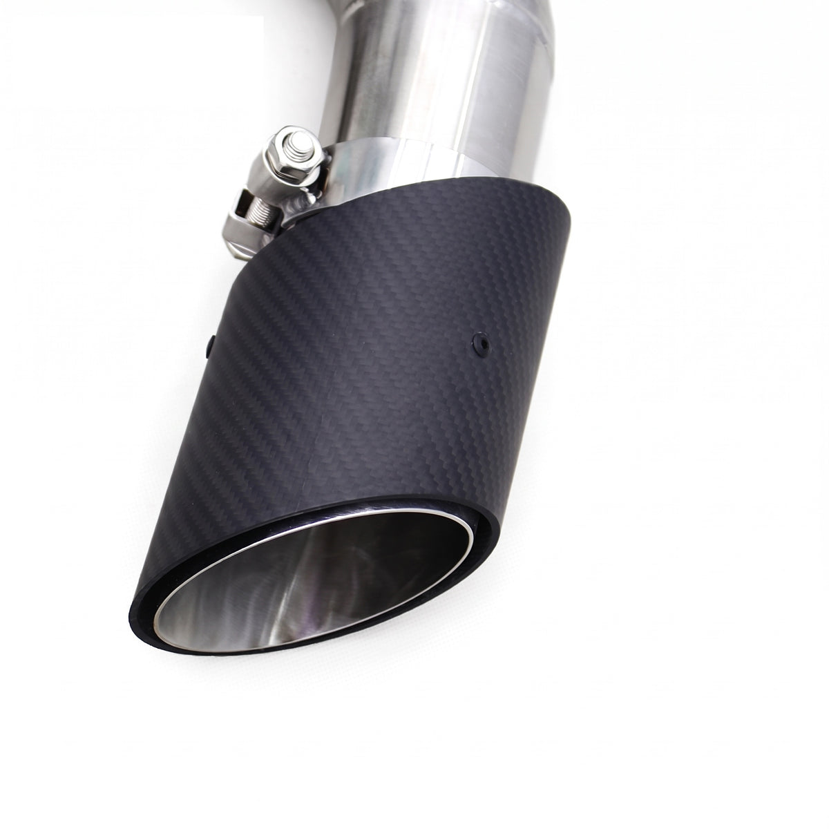 WSTN Performance McLaren 540C 570S 570GT M838TE valved catback exhaust, carbon tip close-up