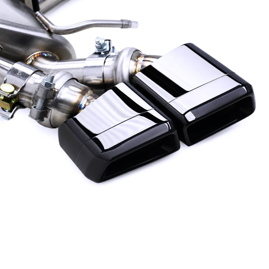 WSTN Performance Mercedes C63 AMG M156 W204 Catback Exhaust — tip detail showing twin exit configuration