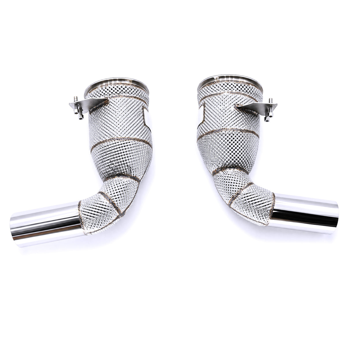 WSTN Performance Porsche 911 Carrera 4S 9A2evo 3.0TT Catless Downpipe 992 — rear outlet flange, straight-through bore